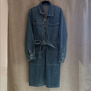 Denim Long Sleeve Belted Dress